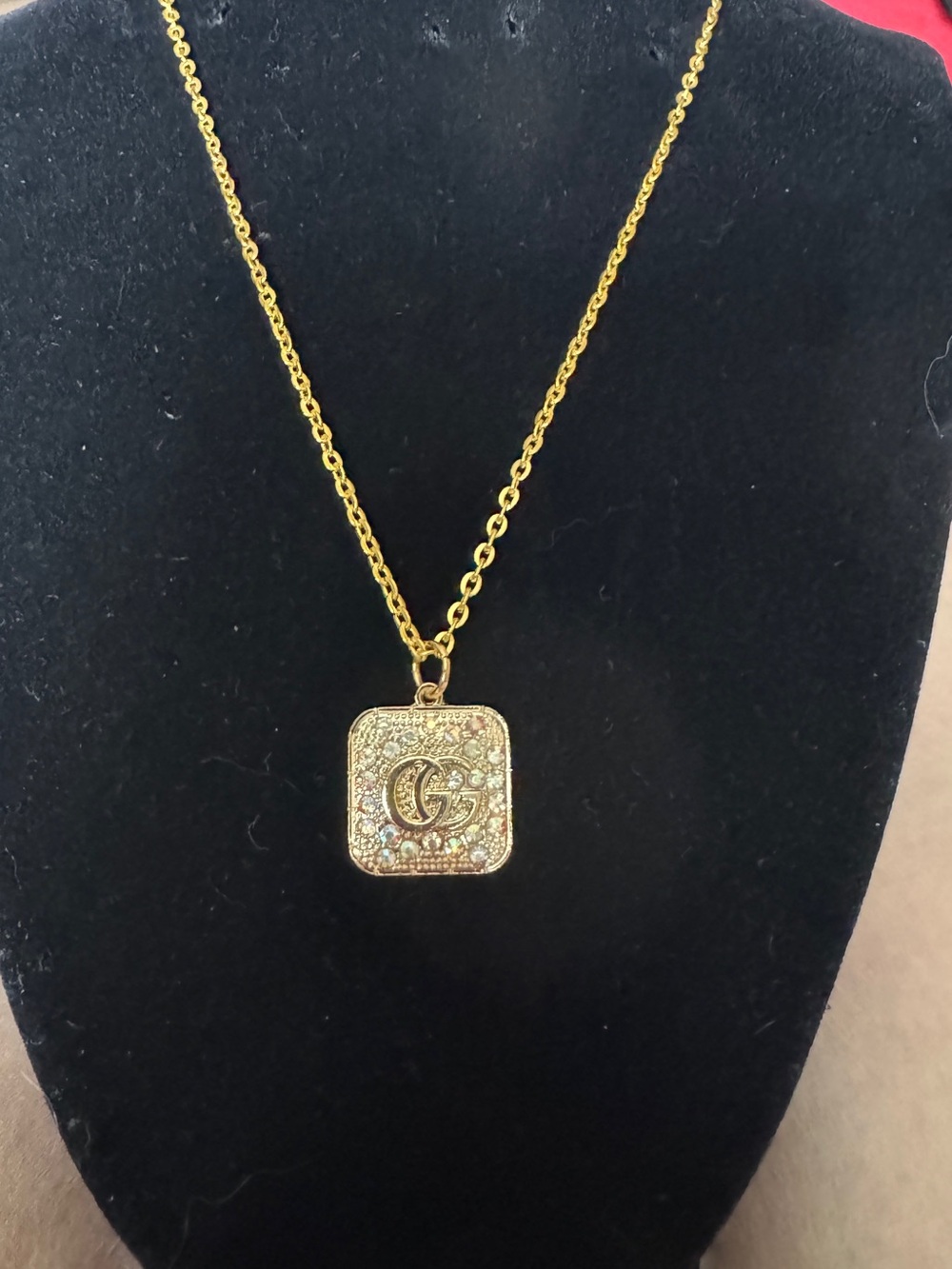 Gucci Gold-Tone Square Pendant with Aurora Crystal Accents